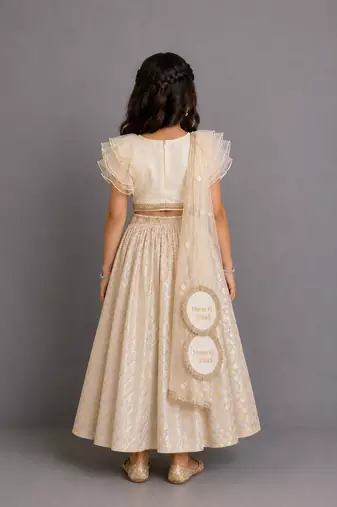 Off white chanderi organza lehenga set