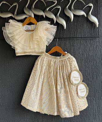 Off white chanderi organza lehenga set 3