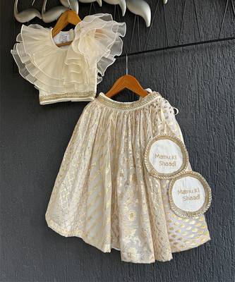 Off white chanderi organza lehenga set 4