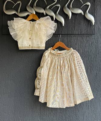 Off white chanderi organza lehenga set 5