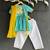Blue off white embroidered cotton silk kurti set