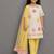 Off white yellow embroidered cotton silk organza kurti set