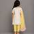 Off white yellow embroidered cotton silk organza kurti set