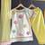 Off white yellow embroidered cotton silk organza kurti set