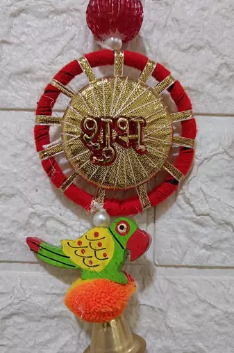 shubh labh chudi parrot hanging perfect for home decor  handmade toran hanging festival decor (pack of 2)