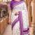 White & purple color pure soft silk blend zari weaving saree