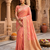 Light orange color pure soft silk blend women's zari woven sarees