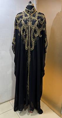 Black beautiful arabic dubai beaded farasha kaftan 1
