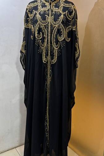 Black beautiful arabic dubai beaded farasha kaftan