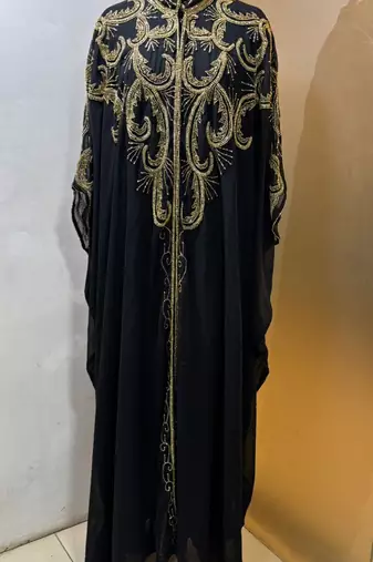 Black beautiful arabic dubai beaded farasha kaftan