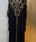 Black beautiful arabic dubai beaded farasha kaftan