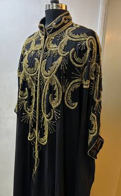 Black beautiful arabic dubai beaded farasha kaftan 2