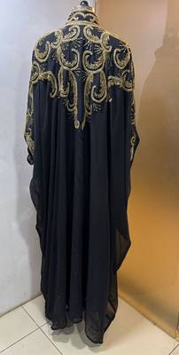 Black beautiful arabic dubai beaded farasha kaftan 3