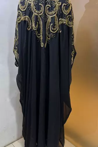 Black beautiful arabic dubai beaded farasha kaftan