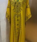 Yellow embroidery work dubai fancy kaftan