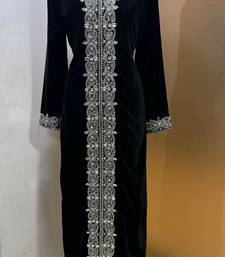 Black velve heavy silver panel work takchita kaftan