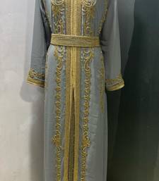 Grey gold embroidery takchita kaftan