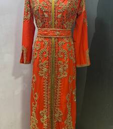 Orange gold embroidery takchita kaftan