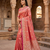Light pink color pure soft silk blend women's zari woven sarees