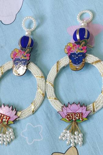 decorative shubh labh shrinath ji door hanging for home mandir wall decor hanging (pack of 2)