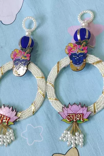 decorative shubh labh shrinath ji door hanging for home mandir wall decor hanging (pack of 2)