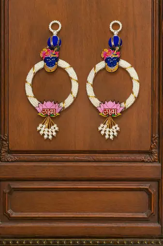 decorative shubh labh shrinath ji door hanging for home mandir wall decor hanging (pack of 2)