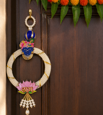 decorative shubh labh shrinath ji door hanging for home mandir wall decor hanging (pack of 2) 3