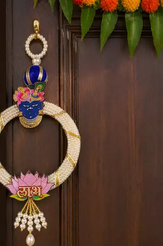 decorative shubh labh shrinath ji door hanging for home mandir wall decor hanging (pack of 2)
