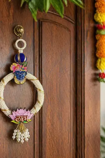 decorative shubh labh shrinath ji door hanging for home mandir wall decor hanging (pack of 2)