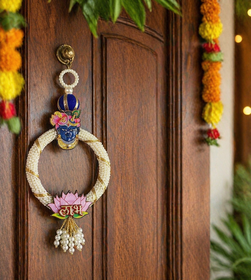 decorative shubh labh shrinath ji door hanging for home mandir wall decor hanging (pack of 2)