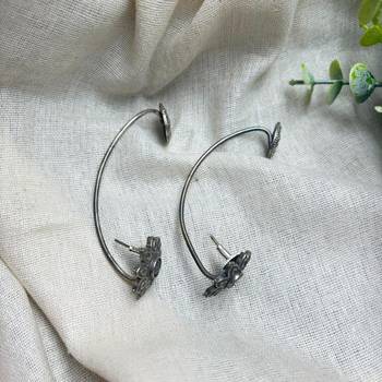 Oxidized Silver Bugadi Ear Cuff, Tribal Brass Helix Ear Climber, Indian Boho Jewelry 2