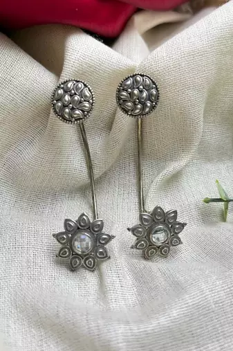 Oxidized Silver Bugadi Ear Cuff, Tribal Brass Helix Ear Climber, Indian Boho Jewelry