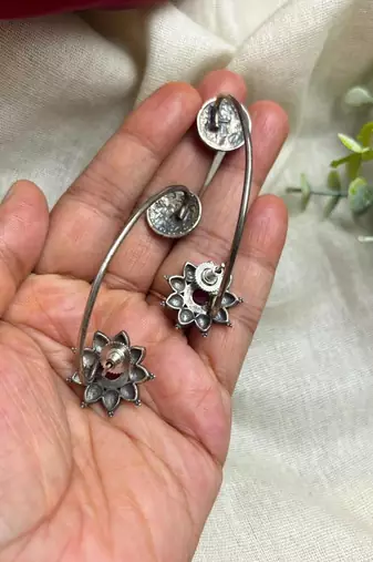Oxidized Silver Bugadi Ear Cuff, Tribal Brass Helix Ear Climber, Indian Boho Jewelry