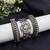 Oxidized Silver Lotus Kada Bracelet Set, Indian Ethnic Boho Jewelry