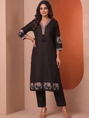 Women Ethnic Motifs Embroidered Regular Thread Work Kurta with Trousers & With Dupatta 7