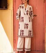 Cotton Floral Printed Straight Kurta With Lace Detailed Palazzo Set