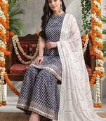 Women Printed Regular Sequinned Kurta with Sharara & With Dupatta