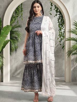 Women Printed Regular Sequinned Kurta with Sharara & With Dupatta 2