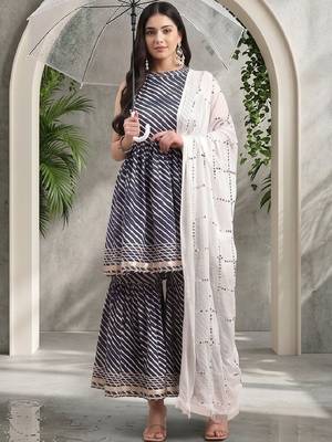 Women Printed Regular Sequinned Kurta with Sharara & With Dupatta 4
