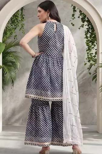 Women Printed Regular Sequinned Kurta with Sharara & With Dupatta