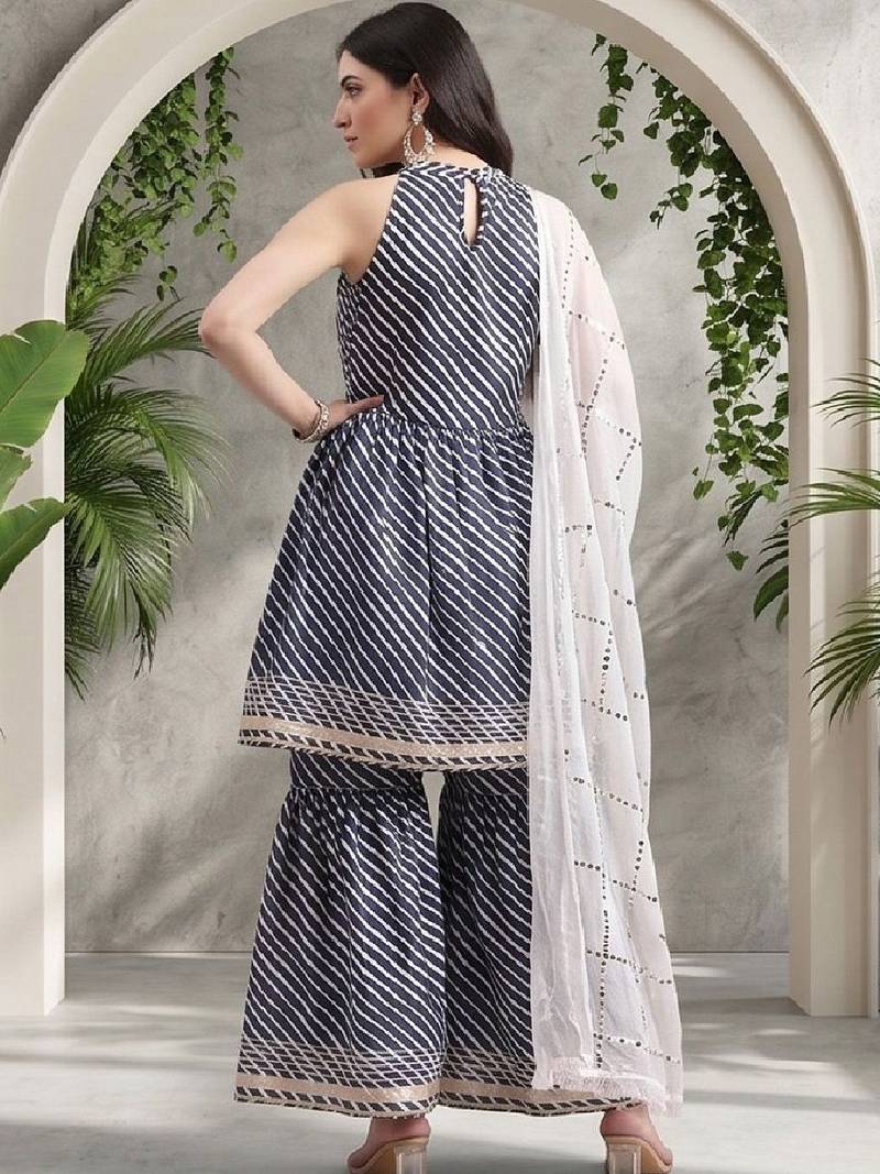Women Printed Regular Sequinned Kurta with Sharara & With Dupatta