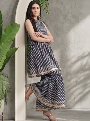 Women Printed Regular Sequinned Kurta with Sharara & With Dupatta 6