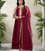 Women Ethnic Motifs Embroidered Regular Kurta with Palazzos & With Dupatta