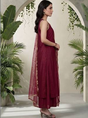 Women Ethnic Motifs Embroidered Regular Kurta with Palazzos & With Dupatta 3
