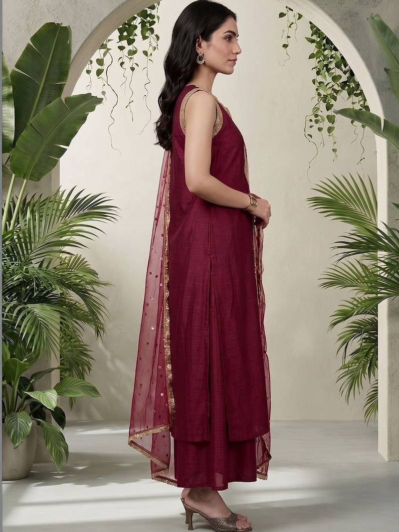 Women Ethnic Motifs Embroidered Regular Kurta with Palazzos & With Dupatta