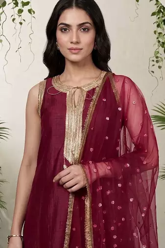 Women Ethnic Motifs Embroidered Regular Kurta with Palazzos & With Dupatta