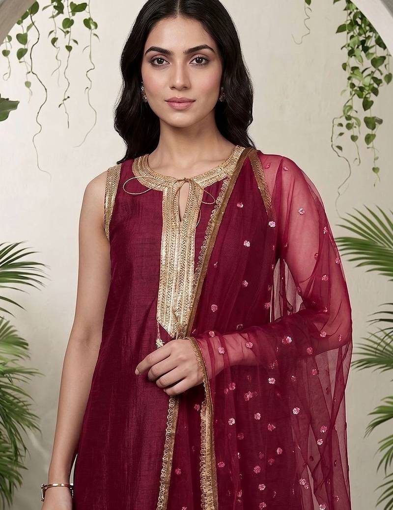 Women Ethnic Motifs Embroidered Regular Kurta with Palazzos & With Dupatta