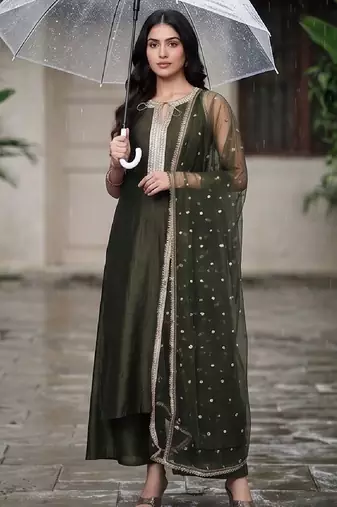 Women Ethnic Motifs Embroidered Regular Kurta with Palazzos & With Dupatta