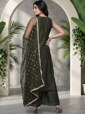 Women Ethnic Motifs Embroidered Regular Kurta with Palazzos & With Dupatta 4