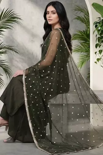 Women Ethnic Motifs Embroidered Regular Kurta with Palazzos & With Dupatta